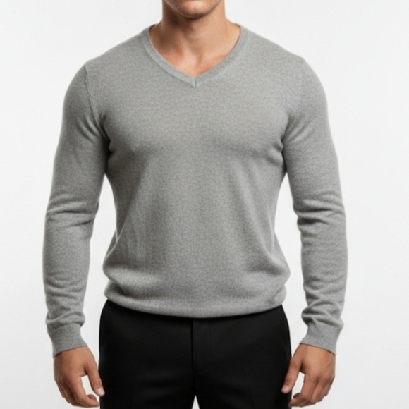 Esperanto Other - Esperanto 100% Cashmere Sweater XL Mens Light Gray Long Sleeve V Neck